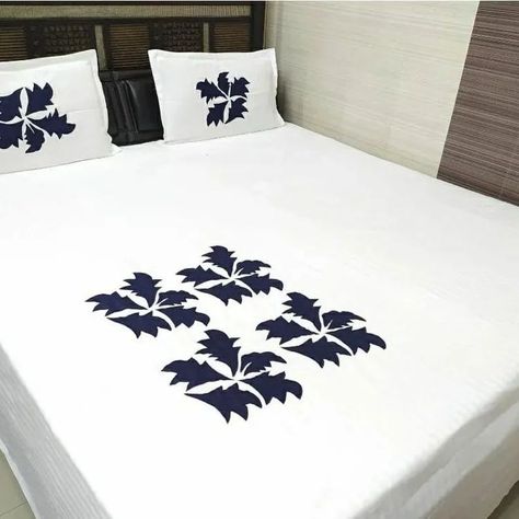 DESIGNER KING SIZE PATCHWORK/APPLIQUE EMBROIDERED BEDSHEET SET🔥 ⬅️Size : 108/108 inches ⬅️Fabric : 100% soft Percale Cotton ⬅️Set Contains: 1 bedsheet with 2 pillow covers ⬅️Fine EmbroiderY ⬅️Machine Washable 1599/- freeshipping 🥰 Bedsheets Designs, Bedsheet Design, Bed Sheet Painting Design, Sheet Painting, Designer Bed Sheets, Designer Bed, Basic Embroidery, Machine Embroidery Thread, Hand Painted Fabric