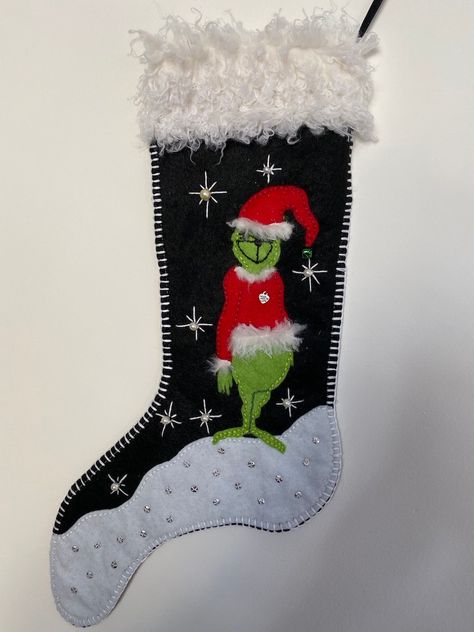 This is a bespoke Christmas stocking inspired by The Grinch

This is handmade and hand stitched for excellent quality. Please see our other character inspired products Grinch Christmas Stocking, Grinch Stocking, Stocking Diy, Diy Grinch, Black Stocking, The Grinch Christmas, Grinch Christmas, The Grinch, Christmas Stocking