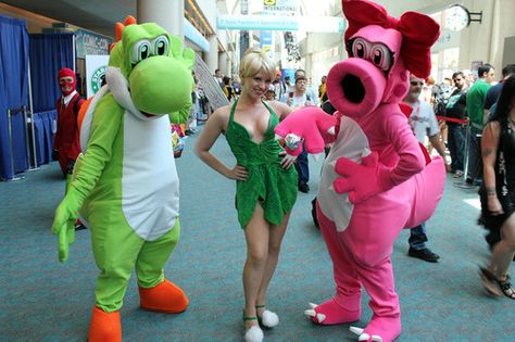 The Cosplay of Comic-Con - Day Two: Tinker, Yoshi, Birdo, Spy Birdo Mario, Mario Costume Diy, Mystique Costume, Mario Costume, Friend Costumes, Tinkerbell And Friends, Pop Characters, Nerd Love, Costume Diy