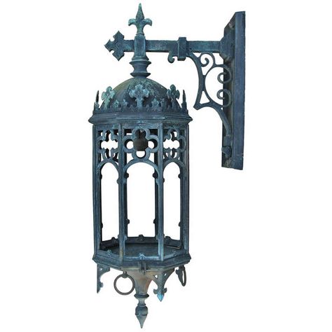 Large Antique Bronze Gothic Revival Lantern at 1stdibs Gothic Lantern, Prop Concept, Victorian Candles, Gothic Library, Lantern Drawing, Gothic Bedroom, Antique Lanterns, Props Concept, Goth Home