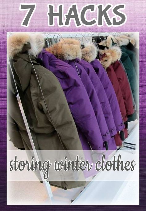 7 amazing life hacks for storing your winter clothes. Winter Clothes Organization Storage, Winter Clothing Storage, How To Store Winter Coats, Storing Winter Clothes Ideas, Winter Coat Storage Ideas, Storing Seasonal Clothes, Winter Accessories Organization, How To Store Winter Clothes, How To Store Hoodies