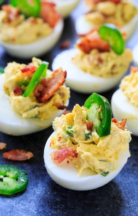 Jalapeno Popper Deviled Eggs Jalapeno Popper Deviled Eggs, Deviled Eggs Recipe Best, Jalapeno Deviled Eggs, Devilled Eggs Recipe, Football Thanksgiving, Spicy Deviled Eggs, Deviled Egg Recipes, Devil Eggs, Deviled Eggs Recipe Easy