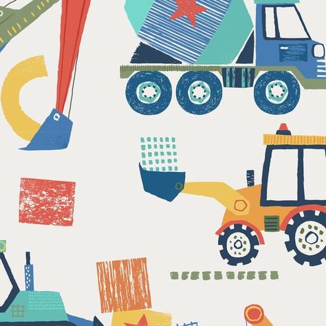 Helen Buchan on Instagram: "Some fun and colourful diggers to brighten the day! 🌈 If you want to see more of my work check out my website www.helenbuchan.co.uk or www.patternmarket.co.uk to see our new collection of prints and patterns for A/W #diggers #childrensprints #kidsprints #printandpattern #seamlesspattern #patterndesign #surfacepattern #surfacepatterndesign #childrensillustration #pattern #colour #printdesign #artlicensing #boltfabric #kidsdesign #bedding #patterndesigner #kidspat Digger Illustration, Digger Drawing, Transportation Illustration, Crocodile Illustration, Prints And Patterns, Kids Pattern, Farm Theme, Crocodiles, Art Licensing