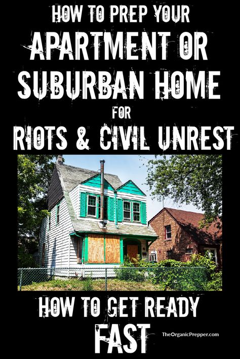 Lately, there's not always a lot of warning before riots and civil unrest erupt, and it's not just happening in big cities. Here's how to get ready FAST. | The Organic Prepper #riot #protest #civilunrest #prepper #survival #urbansurvival via @theorganicprepper Civil Unrest Survival, Apartment Prepping, Suburban Home, Civil Unrest, Self Sustaining, Big Cities, Urban Survival, Prepper Survival, Video Ideas