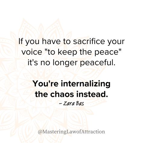 When we silence our voice to maintain peace, we're only echoing chaos within. 🌪️✨ Embrace your truth, even if it rattles the status quo. Authenticity paves the path to genuine harmony, where each voice contributes to a symphony of understanding. Speak up, stand tall, and let your truth resonate. 🗣️💖 Find Your Voice Quotes, Silence Voice, Voice Quotes, Keep The Peace, Status Quo, Mental And Emotional Health, The Peace, Rattles, Tell The Truth