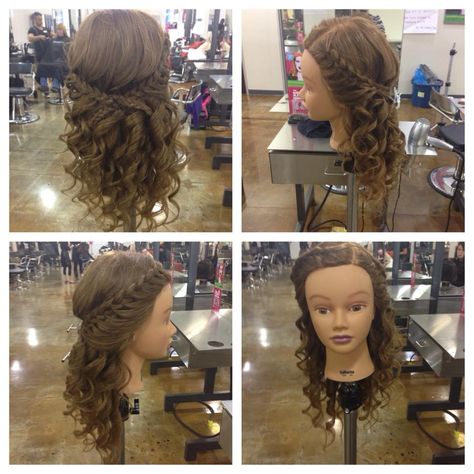 Marcel Curls Hairstyles, Recital Hair, Mannequin Ideas, Marcel Curling Iron, Simple Updos, Long Hair Designs, Paul Mitchell Color, Dance Hair, Curled Hair