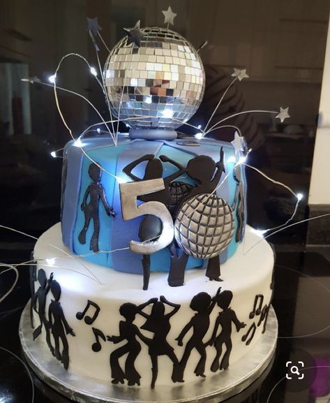 Disco Themed 50th Birthday Party, Disco Party Cake Toppers, Birthday Cake 70s Theme, 1970s Cake Ideas, 50th Birthday Party 70s Theme, 50th Birthday Disco Party Ideas, 70s 50th Birthday Party, 70s Style Birthday Cake, Abba Themed Cake