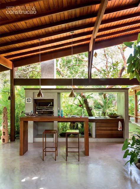 Outdoor kitchen / architect Amedeo Romero Jungle House, Tropical Architecture, Rest House, Casa Vintage, Tropical House, Outdoor Kitchen Design, House In The Woods, Container House, Home Fashion