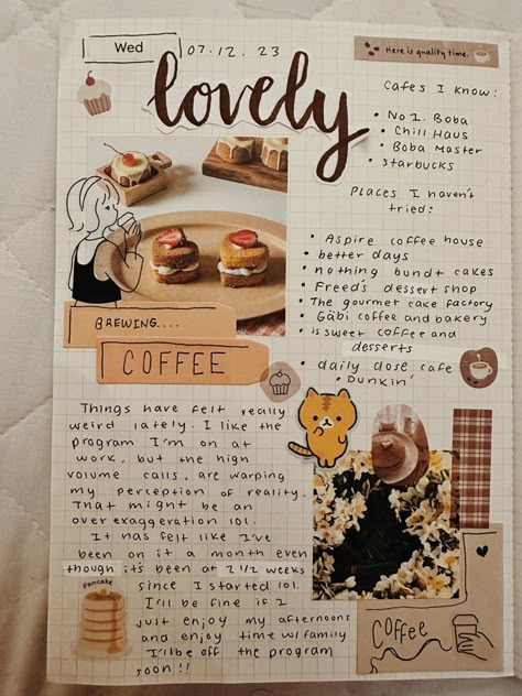 Aesthetic journal with brown colors and a coffee theme Coffee Aesthetic Journal, Brown Theme Journal Ideas, Food Journal Aesthetic, French Journal Aesthetic, Coffee Journal Aesthetic, Beige Aesthetic Journal, Coffee Journal Ideas, Brown Journal Aesthetic, Brown Aesthetic Calendar