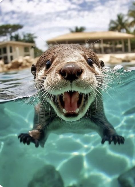 An Animal, Swimming, Water, Funny, Animals