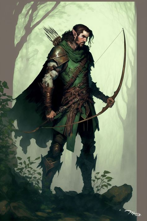 Ranger Dungeons And Dragons, Wood Elf Dnd Art, Wood Elf Ranger Art, Wood Elf Rogue Male, Drakewarden Ranger Dnd, Fantasy Ranger Art, Elf Dnd Character Male, Dnd Ranger Art, Ranger Dnd Male