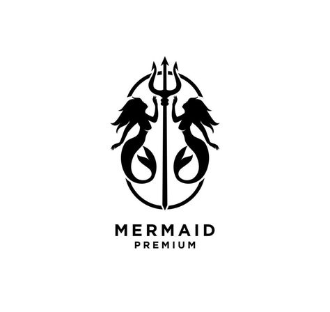 Mermaid Logo Design Ideas, Mermaid Logo Design, The Rock Logo, Neptune Trident, Mermaid Logo, Trident Logo, Business Branding Design, Warrior Logo, Logo Icon Design