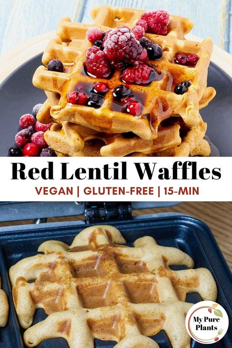 Lentil Waffles, Lentil Protein, Vegan Waffle Recipe, Inflammatory Meals, Lentils Protein, Lentils Vegan, Zinc Rich Foods, Vegan Waffles, Waffle Ingredients