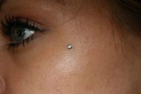 Facial Dermal Piercing Eye, Small Dermal Piercing Face, Upper Cheek Piercing, Cheek Dermal Piercing Upper, Face Dermal Piercing Cheek, Dermal Pericing, Cheek Piercing Upper, Cheekbone Dermal, Micro Dermal Piercing Face