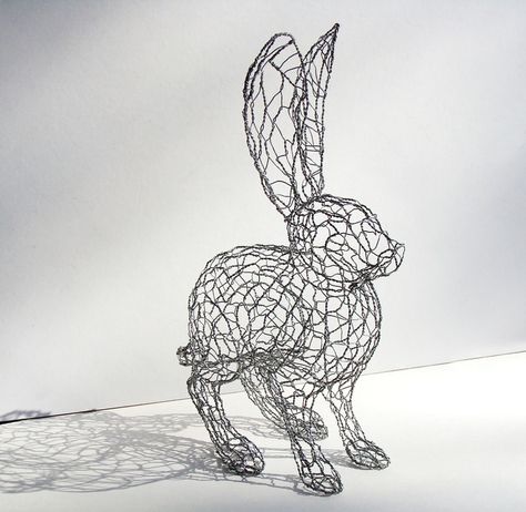 Sylvia Austin - jack rabbit Metal Sculpture Ideas, Sculpture Wire Art, Hare Sculpture, Drátěná Socha, Rabbit Wire, Chicken Wire Sculpture, Chicken Wire Art, Fantasy Wire, Chicken Wire Crafts