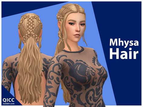 Sims 4 Medieval Hair, Targaryen Hair, Sims 4 Decades Challenge, Medieval Hairstyles, Sims Medieval, Pelo Sims, A Hairstyle, Sims 4 Mm Cc, Sims Games