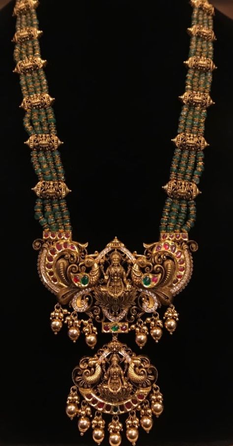 Long Temple Jewellery, Long Chain With Pendant Gold, Beads Jewelry Indian Gold, Jewellery Design Gold, Latest Gold Jewellery, Wedding Jewelry Sets Bridal Jewellery, Long Haram, Temple Jewelry Necklace, Indian Wedding Jewelry Sets