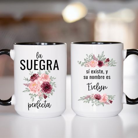 Personalized Suegra Gift, Regalo para Suegra, Mother in Law Gift, Spanish gifts, Mexican mom gift, Mom in law gift, Second Mom gift mug Spanish Gifts, Gift Mother In Law, Cups Ideas, Mom In Law, Mother In Law Gifts, In Law Gifts, Colored Interior, Pretty Prints, Mother In Law