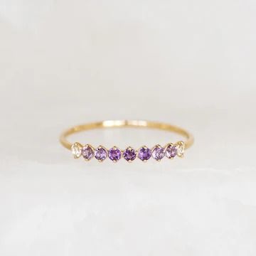 February Birthstone Ring 14k Gold - Ombre Amethyst | Linjer Jewelry Linjer Jewelry, February Birthstone Ring, Gold Ombre, Born In February, Amethyst Stones, Light Amethyst, February Birthstone, Topaz Stone, 14k Gold Ring