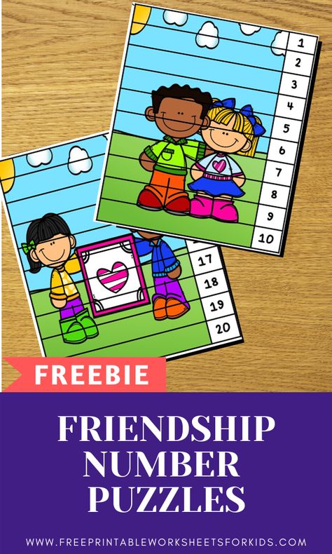 Kindness Number Puzzle Strips | Free Printable Worksheets For Kids | 2 printable puzzles to work on number order, great for Valentines Friends Math Activities For Preschool, Preschool Friendship Math Activities, Friendship Math Activities Preschool, Number Puzzles 1-10 Free Printable, Preschool Number Puzzles, Friendship Activities Preschool, Friendship Puzzle, Preschool Maths, Preschool Friendship