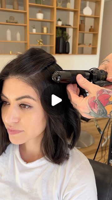 Chris Jones on Instagram: "NOTHING frustrates me more than curling a bob/lob and having every section flipping OUT! Try this if it bugs you too! On a lob I’ll use a 1.25” curling iron Only curl one fill revolution around the iron Release the curl and bump the ends under If easier you can wait till the end and bump ends under when a flat iron For bobs use the same technique but with a 1” iron #hair #hairstyle #bobhaircut #lobhaircut #hairtips #hairstylingtutorial" Curling Lob Hair Tutorial, Curling A Bob, How To Curl Hair With Flat Iron, Medium Bob With Layers, 3 Barrel Curling Iron, Lob Styling, Chris Jones, Medium Length Bobs, Curled Bob