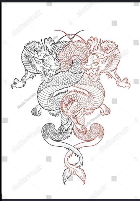 Dragon Back Piece, Dragon Tattoo Outline, Dragon Tattoo Stencil, Dragon Head Tattoo, Ink Tattoo Design, Bali Tattoo, Red Ink Tattoo, Red Tattoo Ideas, Japanese Dragon Tattoo