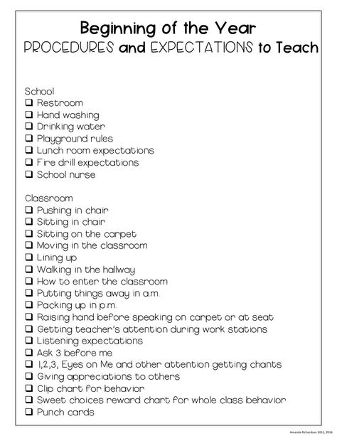 Beginning of year classroom procedures and expectations to teach. This list has it all! Perfect to check off as you cover each! Classroom Checklist, School Procedures, Teacher Checklist, Teaching Classroom Management, Prek Classroom, First Year Teaching, Classroom Expectations, Classroom Procedures, Beginning Of Year