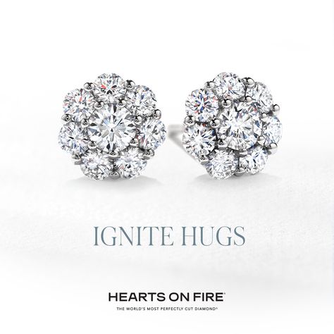 Ignite Hugs with beloved cluster diamond stud earrings Diamond Heart Necklace, Hearts On Fire, Dazzling Earrings, Gold Pendant Jewelry, Heart Necklace Diamond, Fire Heart, Diamond Stud Earrings, Indian Designer, Diamond Stud