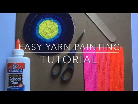 This easy tutorial will teach you how to yarn paint. If you can glue curved & straight lines, you can yarn paint! This is how I teach my elementary students to yarn paint. Anyone can learn! Yarn painting is a good way to integrate art into your classroom...discuss the impact of the Huichol people on Mexican art for social studies/Art integration! The option are limitless as how to visualize what you have learned! #huichol #easyart #yarnpaint #yarnpainting Yarn Painting Art Ideas, Yarn Art For Kids, Yarn Art On Canvas, Mexican Yarn Art, Mexican Yarn Painting, Yarn Painting Art, Integrate Art, Painting Lesson Plans, Crochet Baby Blanket Sizes