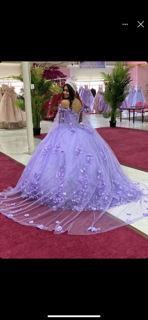 Sweet 16 Dresses Purple Lavender, Small Quince Dresses Purple, Lavender And Silver Quinceanera Dress, Quiencera Dresses Light Purple, Purple Quince Court, Quince Purple Dresses, Pastel Purple Quinceanera Dress, Light Purple 15 Dresses Quinceanera, Enchanted Forest Theme Quinceanera Dress Purple