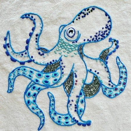 Octopus Embroidery, The Octopus, Hand Embroidery Projects, Textile Arts, Cute Embroidery, 자수 디자인, Arte Inspo, Sewing Embroidery Designs, Hand Embroidery Art