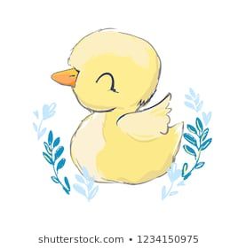 Hand Drawn Cute Duck, print design, children print on t-shirt. Print On T Shirt, Duck Drawing, Yellow Duck, Rubber Ducky, Hand Drawn, Photo Image, Print Design, Yellow, Design