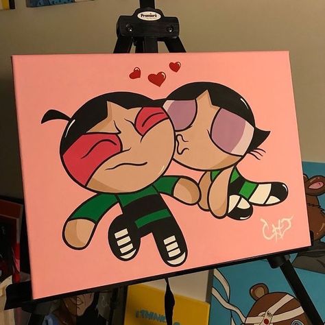 Couples Canvas Painting, Disney Canvas Art, Hippie Painting, Pop Art Canvas, Simple Canvas Paintings, Cute Canvas Paintings, Easy Canvas Art, Canvas Drawings, Cartoon Painting