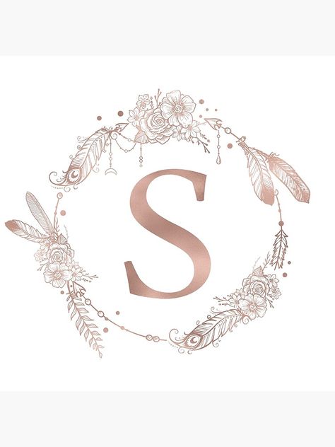 "Letter S Rose Gold Pink Initial Monogram" Canvas Print by naturemagick | Redbubble Floral Monogram Letter Printable, Rose Gold Quotes, Gold Quotes, The Letter S, S Letter, Initial Monogram, Rose Gold Pink, Letter S, Monogram Canvas