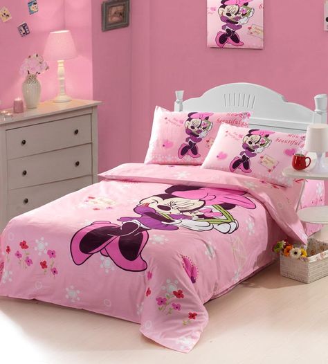 New Free Ship! Girls Minnie Mouse Kids Bedding Sets, Twin/full Size Linen Sheet Duvet Cover Bedclothes Home Textile Roupa De Cama Z38, $119.69 | DHgate.com Pink Kids Bedding, Minnie Mouse Bedding, Minnie Mouse Bedroom, Beige Bed Linen, Colorful Duvet Covers, Kids Duvet Cover, Dekorasi Kamar Tidur, Kids Bedding Sets, Kids Bedding