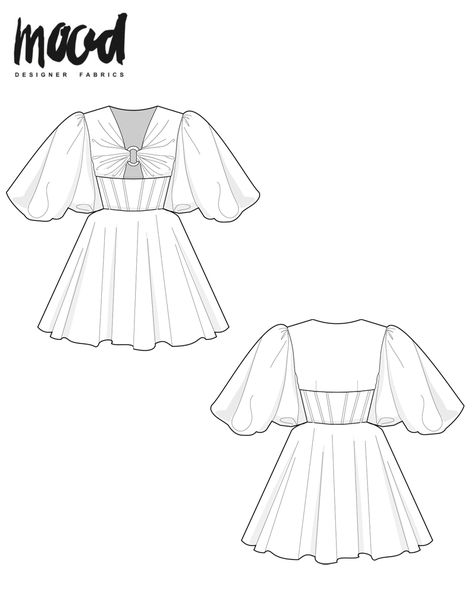 The Cicely Dress - Free Sewing Pattern - Mood Sewciety Mood Free Sewing Patterns, Mood Fabrics Free Pattern, Mood Sewing Patterns, Free Sewing Patterns For Women, Mood Patterns, Dress Pattern Free, Clothing Drawing, Unique Sewing Patterns, Sewing Journal