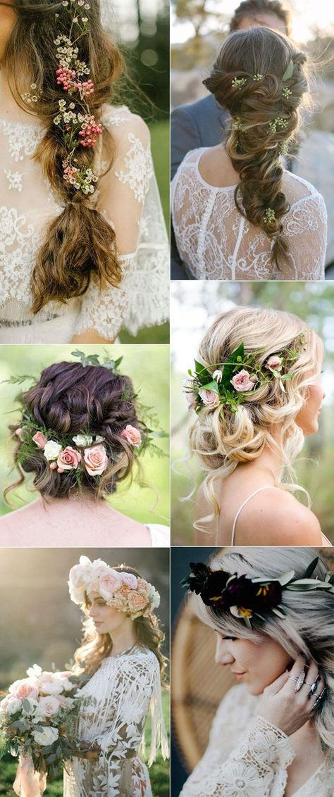 Elegant Boho Bridal Hairstyles with Floral Crowns Floral Crowns Wedding, Floral Headband Hairstyles, Boho Bridal Hairstyles, Hairstyles Flower, Hairstyles Photoshoot, Hairstyles Bohemian, Mexican Bohemian, Wedding Party Hairstyles, Teens Hairstyles