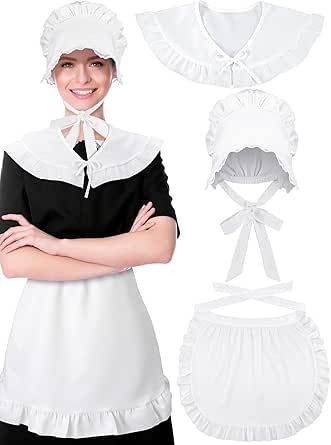 Saint Bernadette Costume, Colonial Costume, Head Kerchief, Pilgrim Costume, Cosplay Maid, White Colonial, Kerchief Hair, Colonial Dress, Apron For Women