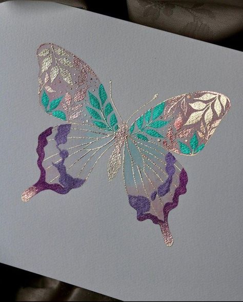 butterflybookmark #watercolorartideas #waterc Metallic Watercolor Butterfly, Metalic Watercolor Ideas, Metallic Watercolor Painting Ideas, Butterfly Watercolor Painting, Painting Clipart, Art Papillon, Butterfly Art Painting, Geometric Pattern Art, Diy Watercolor Painting