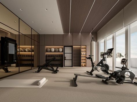 BRITTO CHARETTE (@brittocharette) • Instagram photos and videos Commercial Gym Design, Small Home Gym Ideas, Home Gym Inspiration, Small Home Gym, Interior Industrial, Luxury Gym, Earthy Home, Gym Room At Home, Gym Interior