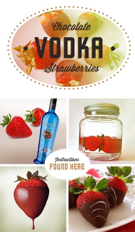 Chocolate Infused Vodka Chocolate Dipped Strawberries - this could be dangerous! Vodka Strawberries, Chocolate Vodka, Strawberry Vodka, Jello Shots, Köstliche Desserts, Covered Strawberries, Chocolate Covered Strawberries, Slushies, Strawberry Recipes