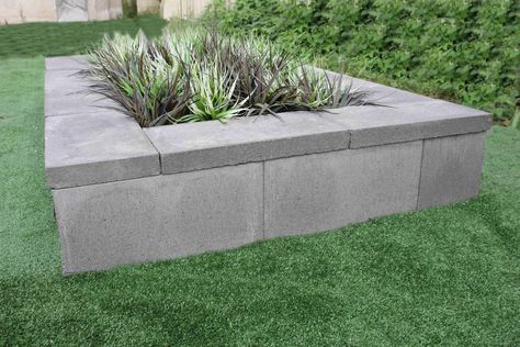 Apex Masonry | DIY Planter Box with Blocks Stone Planter Boxes, Timber Planter Boxes, Front Yard Planters, Make Looks, Concrete Planter Boxes, Timber Planters, Garden Slabs, Property Ideas, Diy Planter