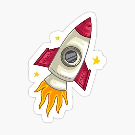 Hand Drawn Rocket Illustration Stickers Vector • Millions of unique designs by independent artists. Find your thing. Cute Rocket Drawing, Rocket Kartun, Rocket Sticker, Rocket Space Illustration, Rocket Launch Illustration, Rocket, Unique Designs, How To Draw Hands, Design