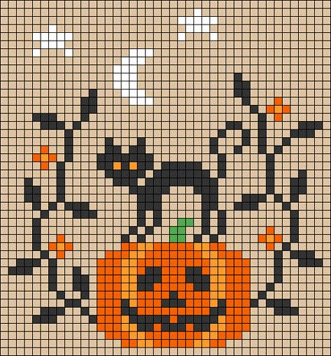 Alpha pattern #158137 | BraceletBook Fall Crochet Alpha Patterns, Fall Tapestry Crochet Patterns, Halloween Crochet Pixel Grid, Fall Crochet Grid, Pumpkin Knitting Chart, Pearl Beads Pattern Pixel Art, Coffee Alpha Pattern, Fall Tapestry Crochet, Small Pixel Pattern