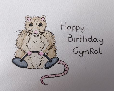 Birthday card for people who go to the gym. #watercolor #birthday #gymrat Gym Birthday Cards, Bf Birthday, Creative Birthday Cards, Gym Buddy, Birthday Card Drawing, Watercolor Birthday, Bday Cards, Go To The Gym, Gift Inspo