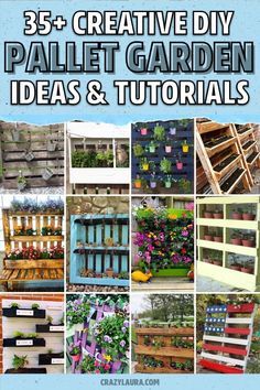 If you have some left over pallets and need a weekend DIY project for your porch or backyard, check out these awesome vertical pallet garden ideas, plant holders and herb gardens for inspiration! #palletgarden #gardenideas #diy #palletideas Pallet Garden Ideas Diy, Pallet Garden Ideas, Pallet Garden Walls, Plant Herbs, Vertical Pallet Garden, Herb Garden Pallet, Pallet Projects Garden, Diy Wood Pallet Projects, Tattoo Plant