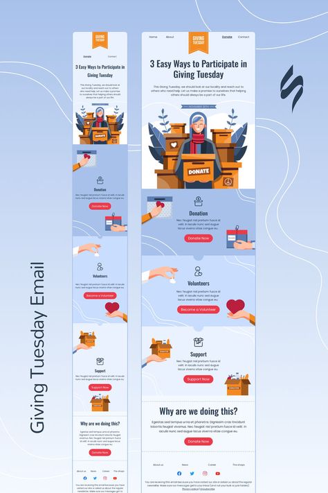 Create professional, responsive emails fast with no coding skills. Follow us on Pinterest for more inspiration and tips. 🤗 #givingtuesday #stripoemail #emailnewsletter #emailtemplatedesign #emaildesigninspiration #emailmarketingdesign Email Marketing Design Layout, Email Newsletter Inspiration, Mailing Design, Edm Design, Coding Skills, Email Layout, Newsletter Inspiration, Holiday Emails, Writing Competition