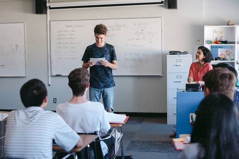 Highschool Student Giving Presentation During Class | Stocksy United Giving Presentation, Highschool Student, Class Presentation, Wrong Turn, High School Classes, A Classroom, Teenage Boys, 2024 Vision, Student Life