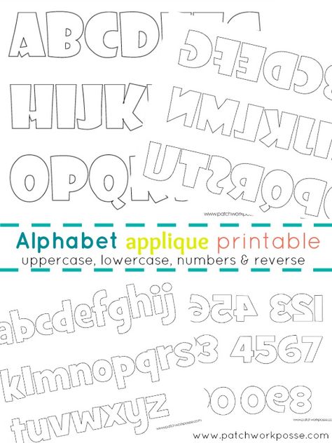 Print off this alphabet applique templates and use for any kind of project you want to add some personalization. Includes- alpha,#'s, and reverse! Letter Templates Free, Applique Letters, Alphabet Templates, Applique Templates, Reverse Applique, Applique Quilting, Quilt Guild, Sewing Appliques, Alphabet Printables