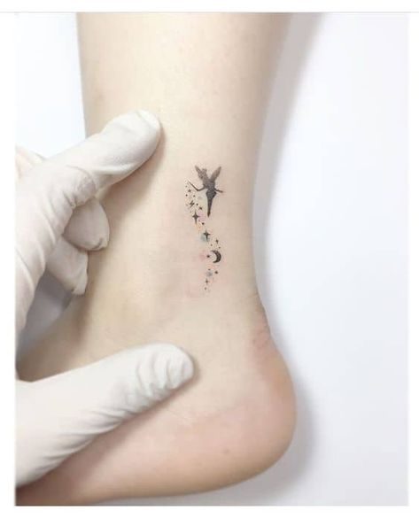 Tattoo Fairy, Disney Inspired Tattoos, Classy Tattoos For Women, Disney Tattoos Small, Fairy Tattoos, Fairy Tattoo Designs, Foot Tattoos For Women, Sweet Tattoos, Disney Tattoo